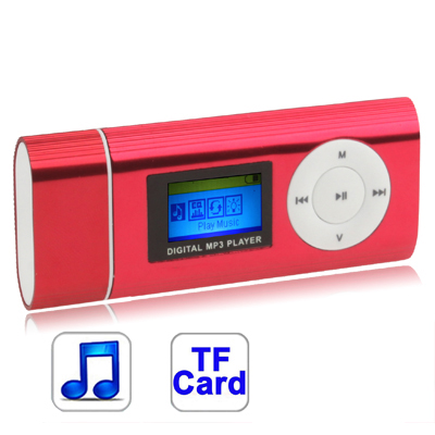 TF (Micro SD) Card Slot MP3 Player with LCD Screen, Speaker, Clip (Red)